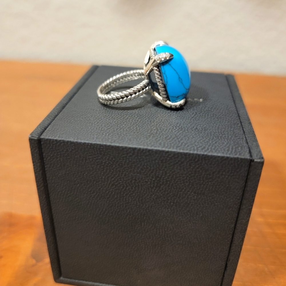 David Yurman Chatelaine with Diamonds Turquoise ring sz 7